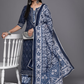 Women Blue Bandhani Printed Pure Cotton Kurta with Palazzos & Dupatta