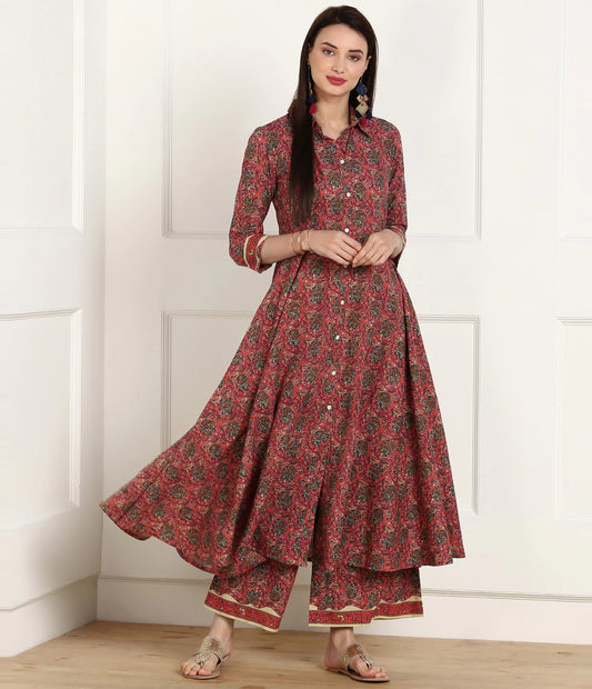 Cotton Blend Kurta Palazzo Set