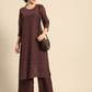 Women Brown Ethnic Motifs Embroidered Regular Chikankari Kurta with Palazzos