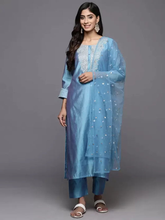 Embroidered Kurta, Trouser/Pant & Dupatta Set