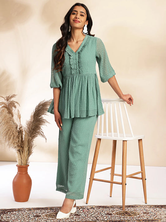 Women Chiffon Ethnic Top Pant Set
