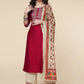 Women Cotton Blend Kurta Palazzo Dupatta Set