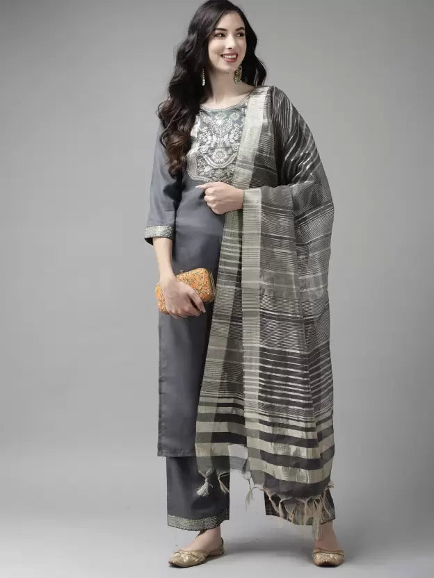 Women Cotton Blend Kurta Palazzo Set