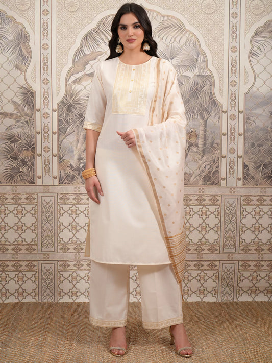 Women Cotton Blend Kurta Palazzo Set