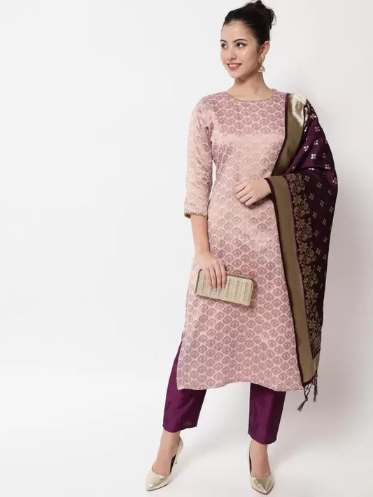 Women Cotton Blend Kurta Pant Dupatta Set