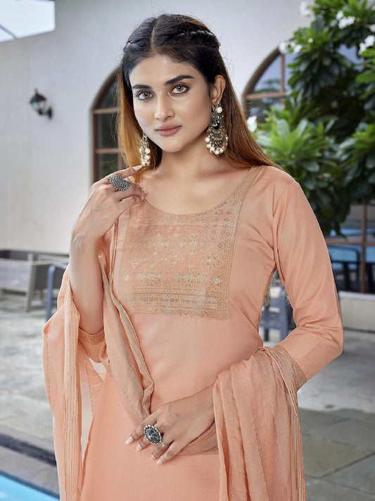 Women Cotton Blend Kurta Pant Dupatta Set