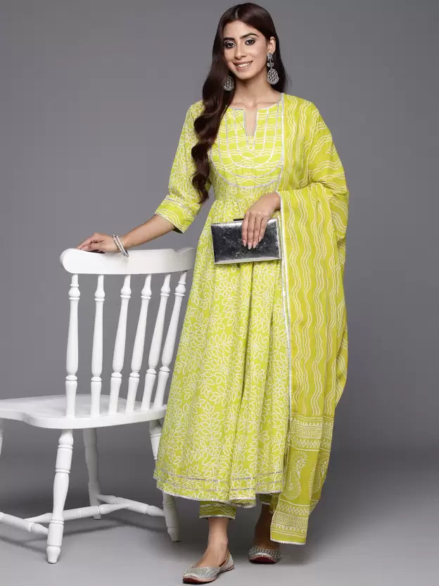 Women Cotton Blend Kurta Trouser Set