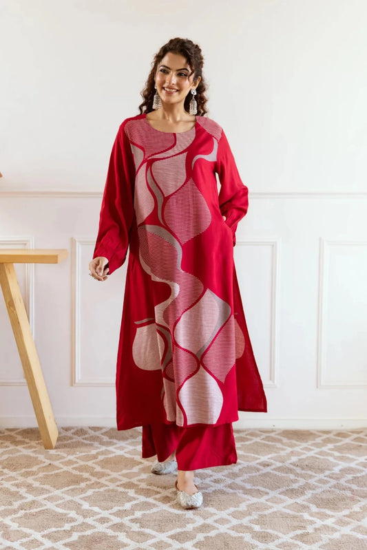 Women Cotton Rayon Kurta Palazzo Set