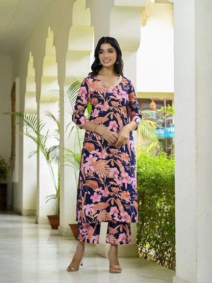 Women Cotton Rayon Kurta Palazzo Set