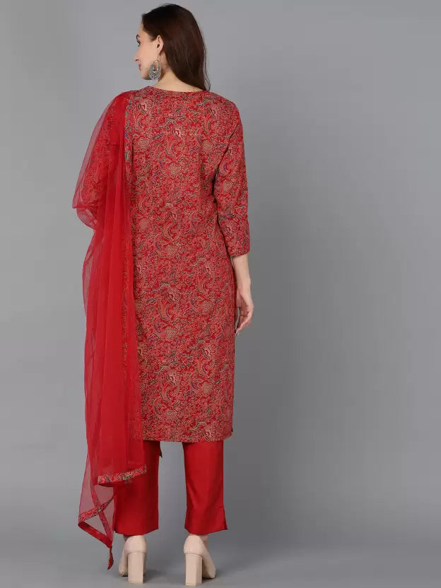 Women Cotton Rayon Kurta Pant Dupatta Set