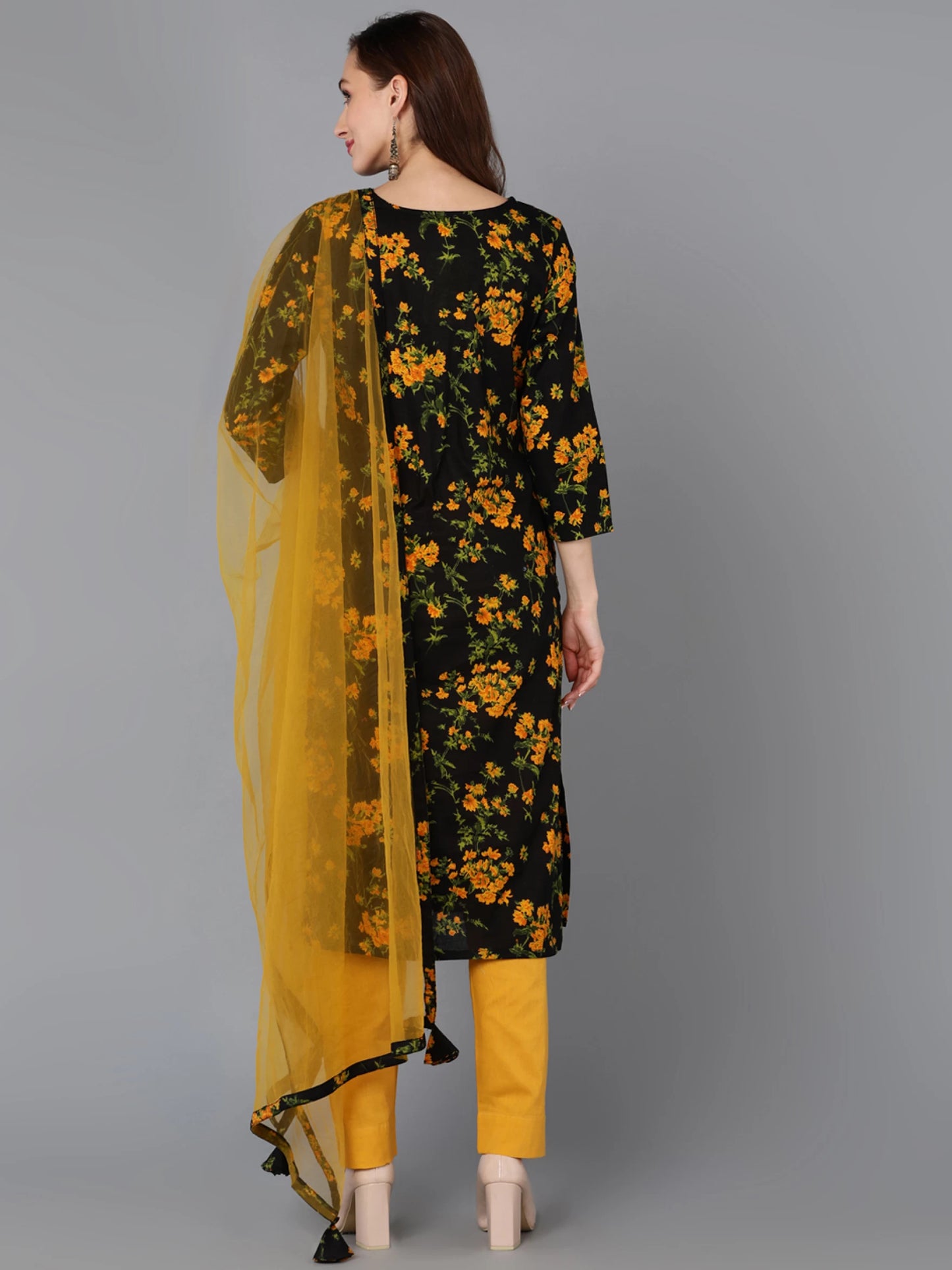 Women Cotton Rayon Kurta Pant Dupatta Set