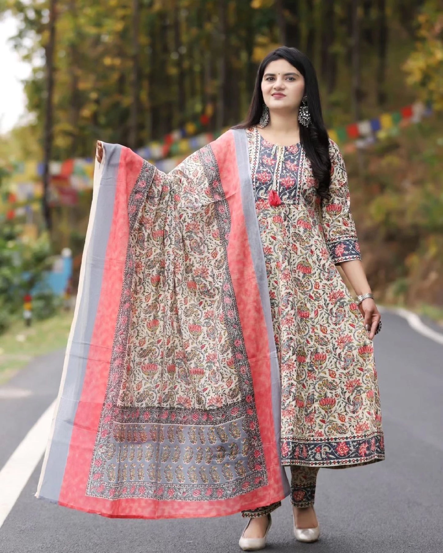 Women Cotton Rayon Kurta Pant Dupatta Set