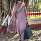 Women Purple Cotton Rayon Kurta Pant Dupatta Set