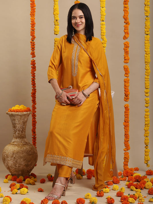 Women Cotton Rayon Kurta Pant Dupatta Set