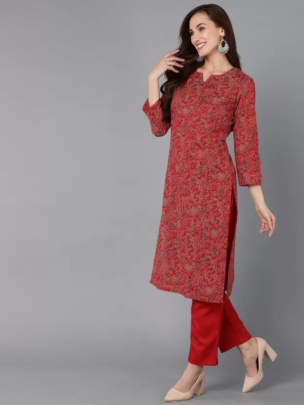 Women Cotton Rayon Kurta Pant Dupatta Set