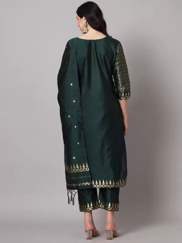 Women Cotton Silk Kurta Pant Dupatta Set