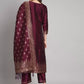 Women Purple Cotton Silk Kurta Pant Dupatta Set