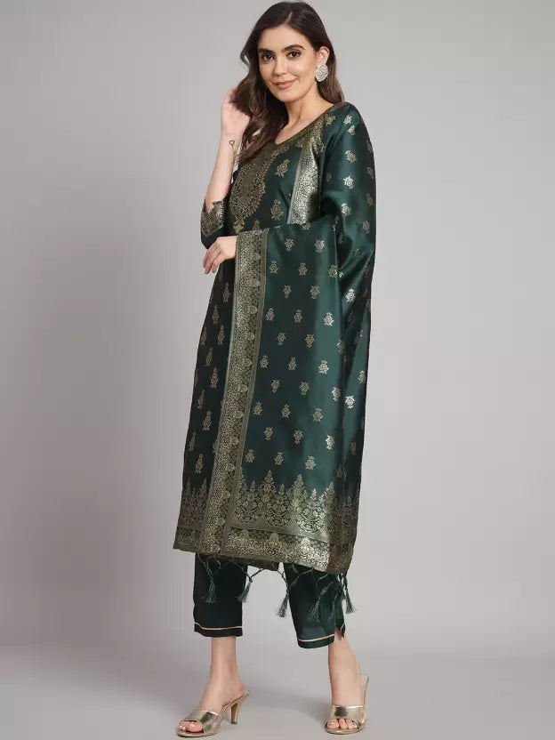 Women Cotton Silk Kurta Pant Dupatta Set