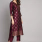 Women Purple Cotton Silk Kurta Pant Dupatta Set