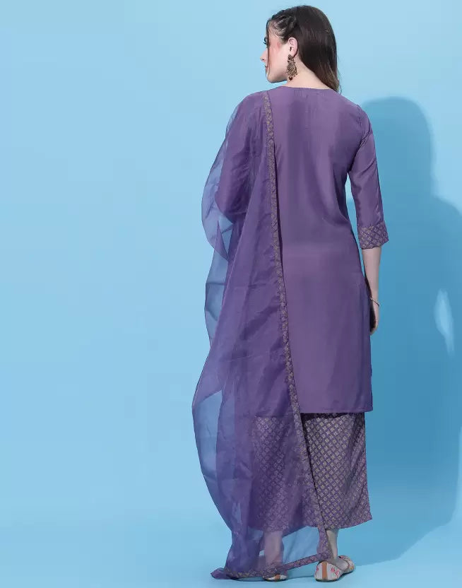 Women Cotton Silk Kurta Pant Dupatta Set