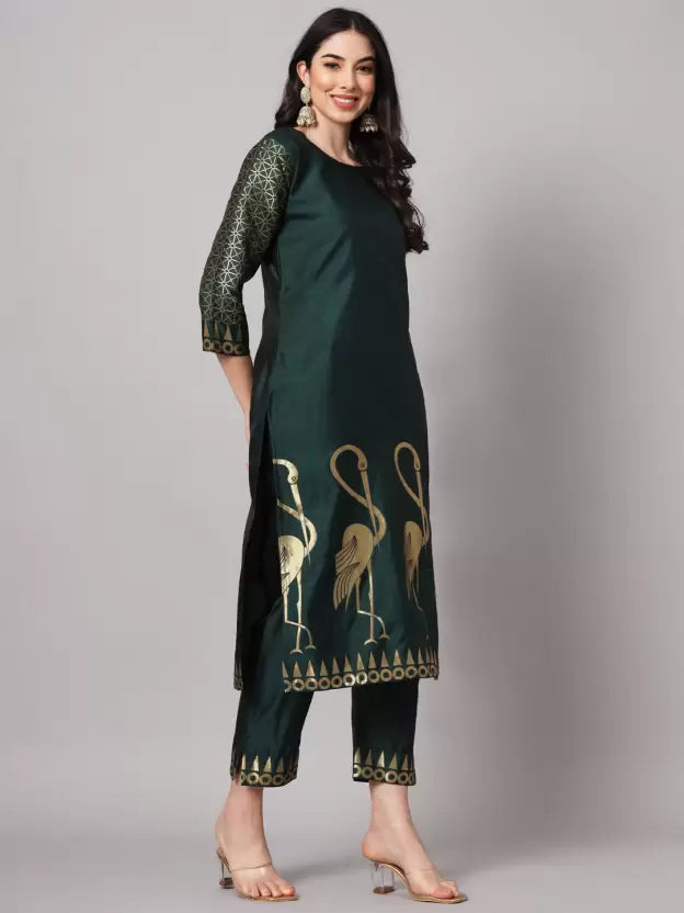 Women Cotton Silk Kurta Pant Dupatta Set