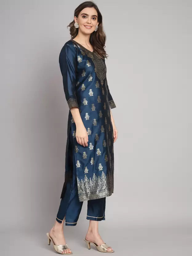 Women Cotton Silk Kurta Pant Dupatta Set