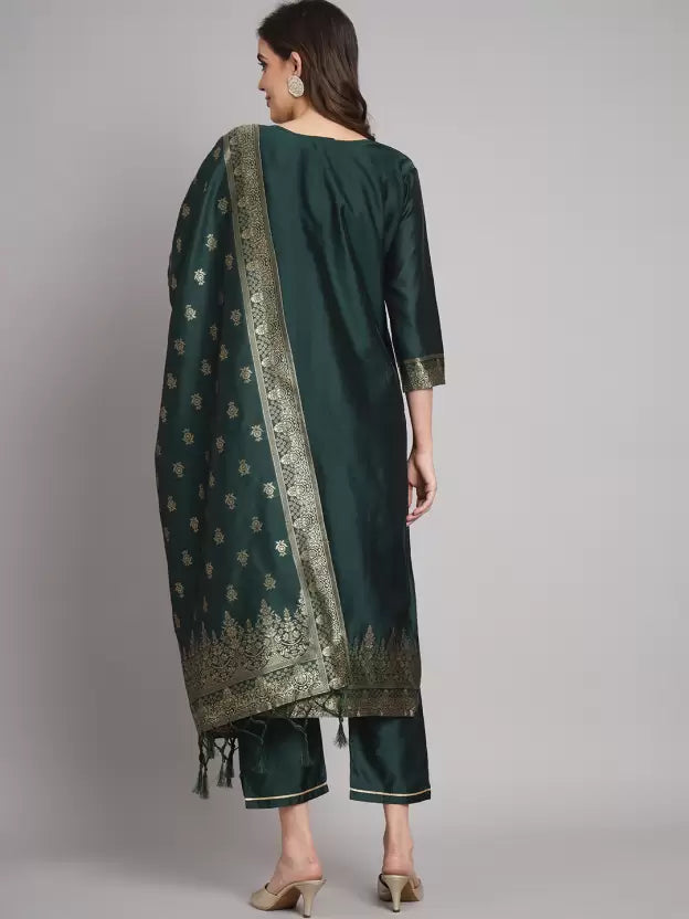 Women Cotton Silk Kurta Pant Dupatta Set