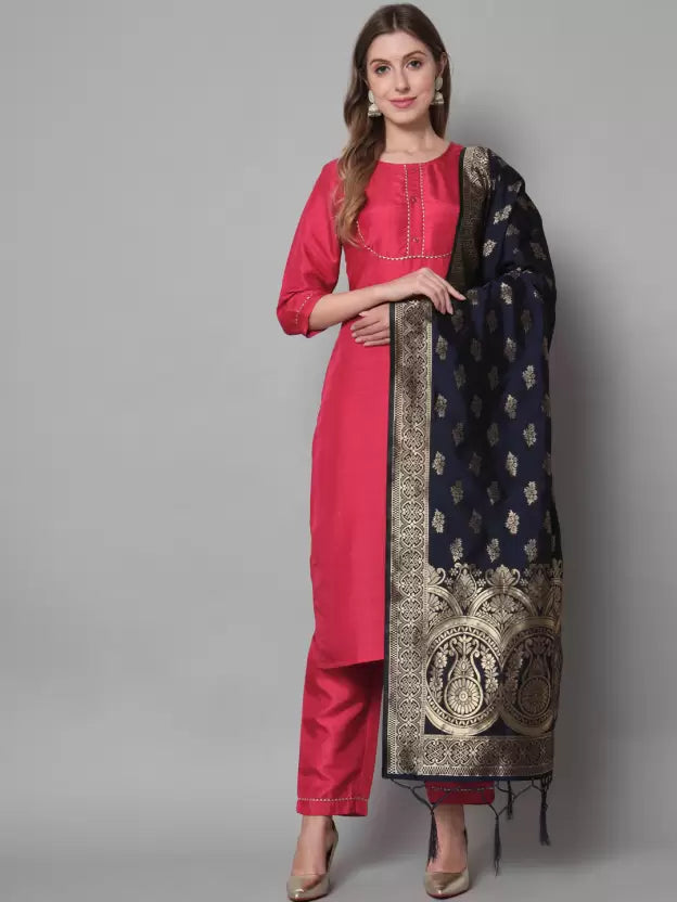 Women Cotton Silk Kurti Pant Set