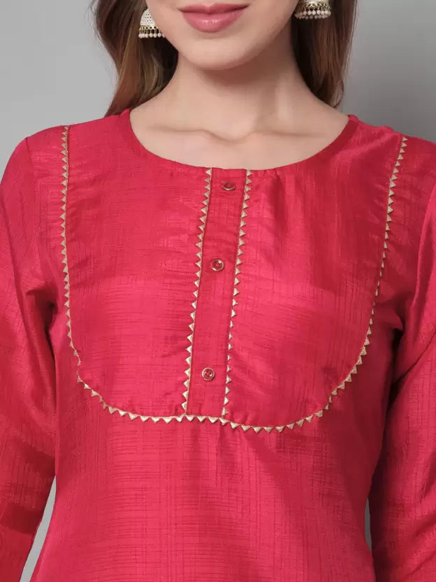 Women Cotton Silk Kurti Pant Set