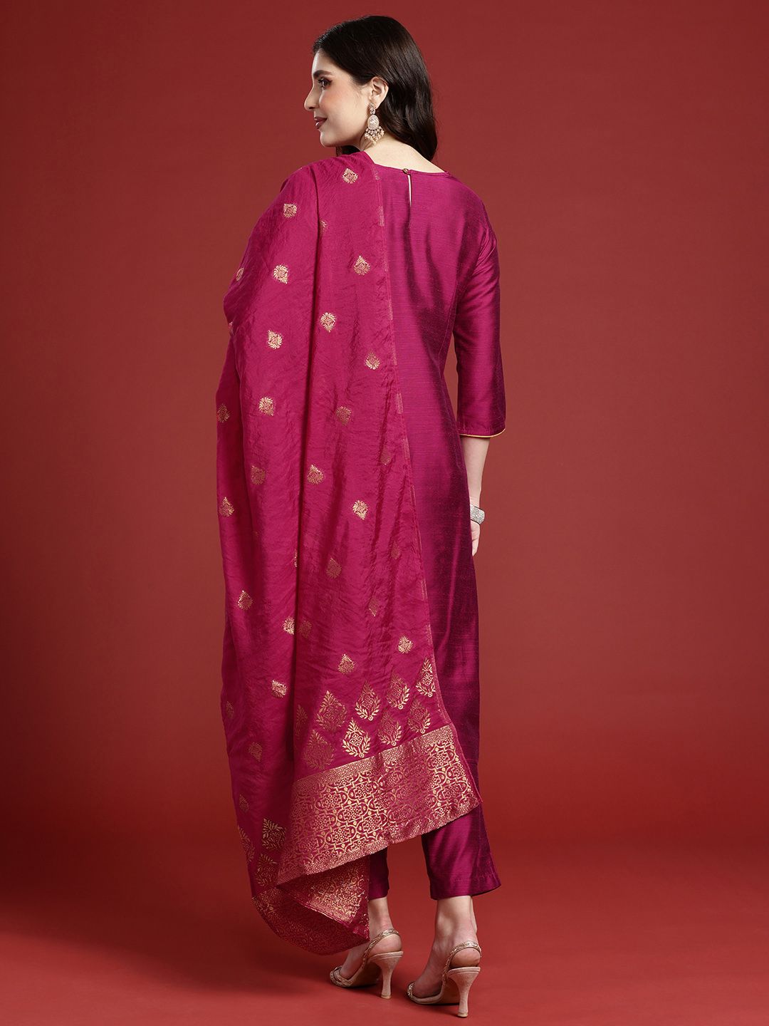 Women Ethnic Motifs Embroidered Thread Work Kurta with Trousers & With Dupatta