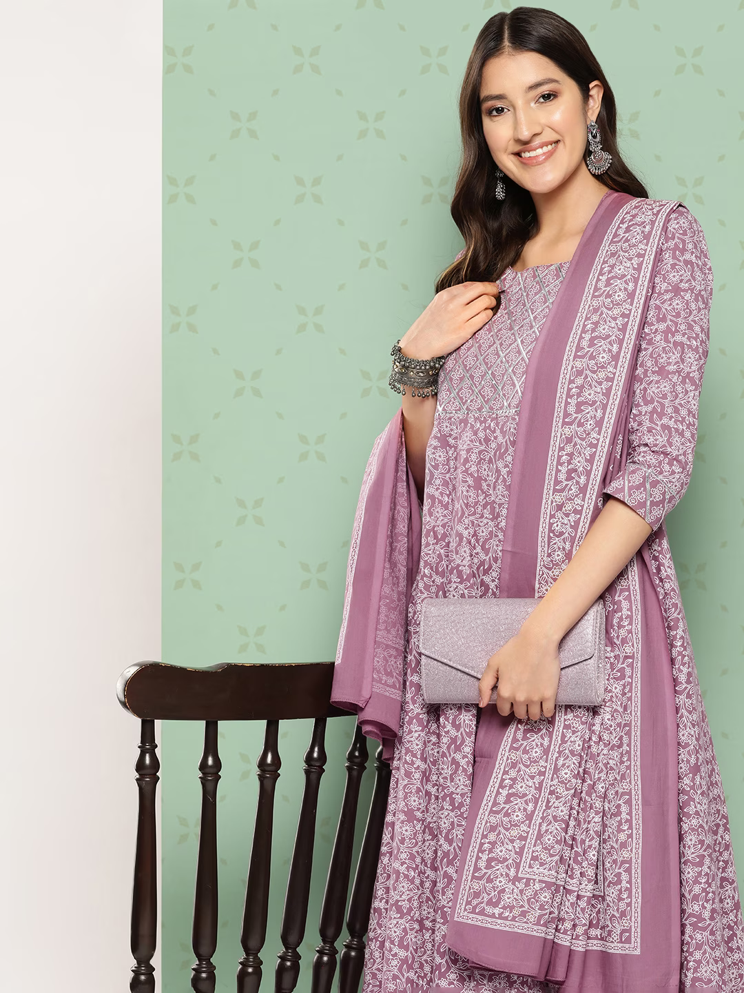 Women Ethnic Motifs Printed Empire Gotta Patti Kurta with Trousers & With Dupatta