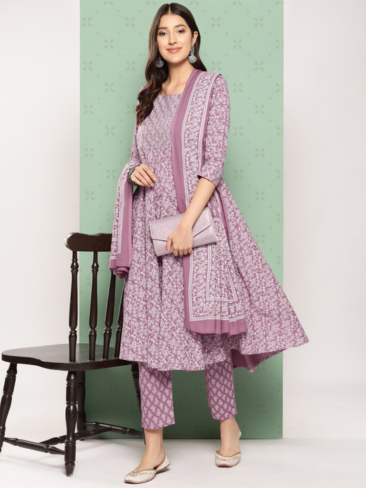 Women Ethnic Motifs Printed Empire Gotta Patti Kurta with Trousers & With Dupatta