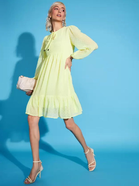 Women Fit and Flare Light Green Dress