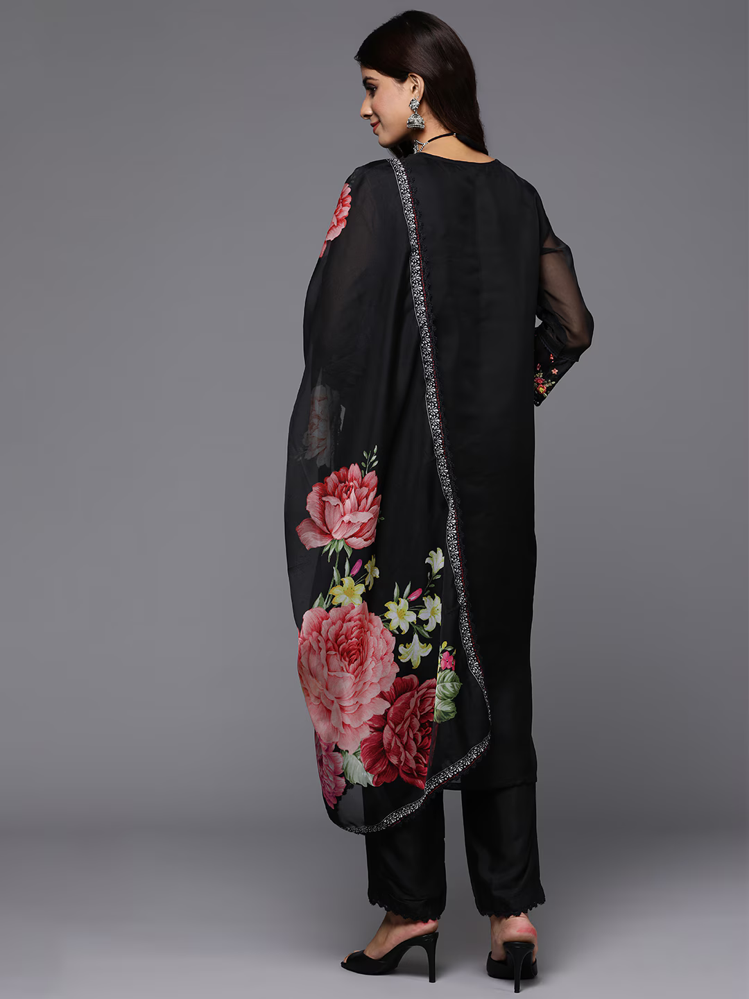 Women Floral Embroidered Regular Kurta with Trousers & Dupatta