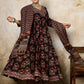Women Floral Printed Angrakha Mirror Work Pure Cotton Kurta with Trousers & With Dupatta