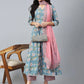 Women Floral Printed Gotta Patti Pure Cotton Kurta with Palazzos & Dupatta