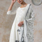 Women Floral Printed Pleated Sequinned Pure Cotton Kurta with Trousers & With Dupatta