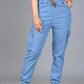 Women Jogger Fit Mid Rise Light Blue Jeans