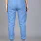 Women Jogger Fit Mid Rise Light Blue Jeans