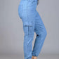 Women Jogger Fit Mid Rise Light Blue Jeans