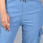 Women Jogger Fit Mid Rise Light Blue Jeans