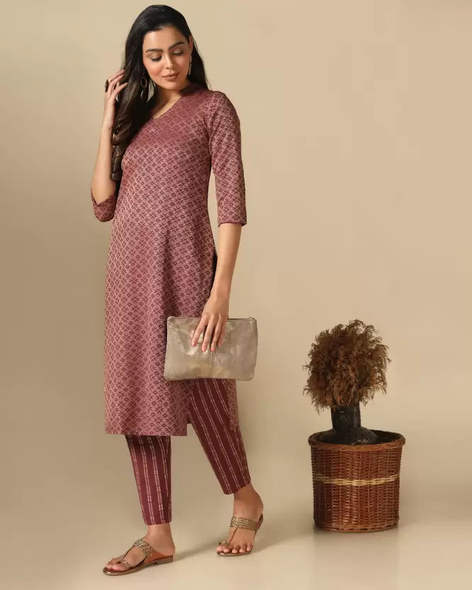 Women Khadi Cotton Kurta Pant Dupatta Set