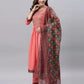 Women Kurta Pant And Dupatta Set Cotton Rayon