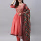 Women Kurta Pant And Dupatta Set Cotton Rayon