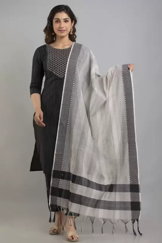 Women Kurta Pant And Dupatta Set Pure Cotton