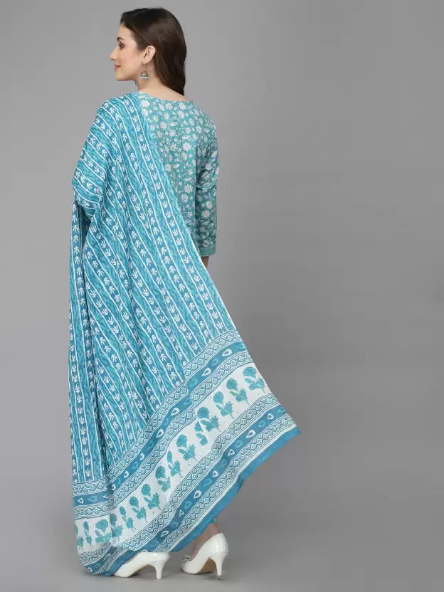 Women Kurta Pant And Dupatta Set Pure Cotton