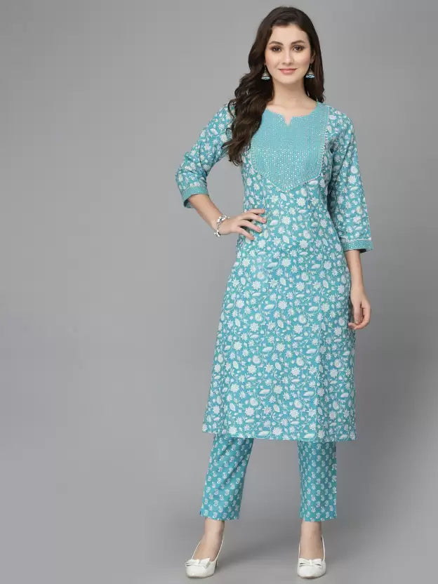 Women Kurta Pant And Dupatta Set Pure Cotton