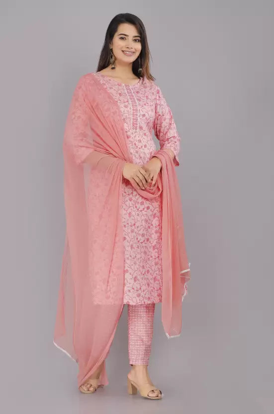 Women Kurta Pant And Dupatta Set Viscose Rayon