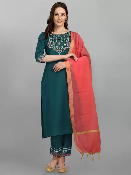 Women Kurta and Palazzo Set Cotton Blend