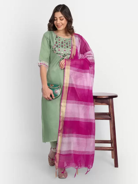 Women Kurta and Palazzo Set Cotton Blend